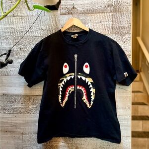 A Bathing Ape BAPE | 1st Camo Shark Tee - Mens L, Yellow/Green on Black